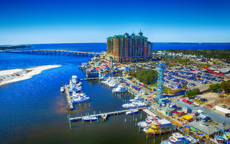 destin harborwalk village aerial view